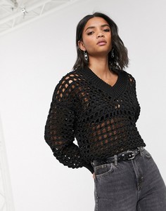 Черный джемпер крупной вязки Topshop