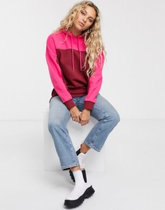 Розовый oversize-худи с цветными вставками Monki