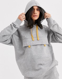 Худи серого цвета с карманом спереди Monki-Серый