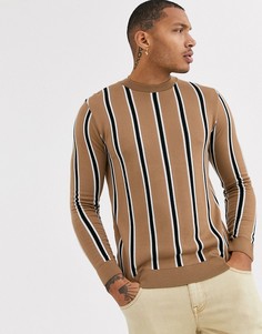 Бежевый джемпер в вертикальную полоску Topman