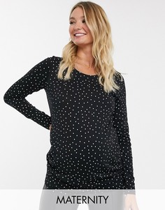 Лонгслив в горошек New Look Maternity-Черный