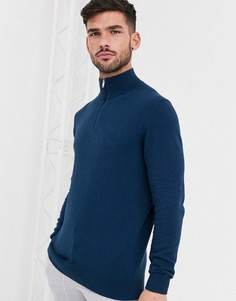 Синий джемпер с короткой молнией Burton Menswear