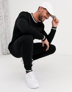 Черный спортивный костюм в рубчик ASOS DESIGN
