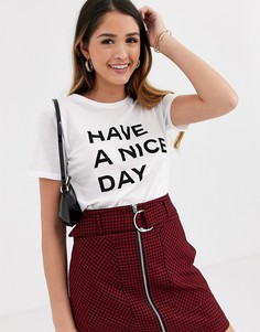 Белая футболка с надписью \Have a nice day\" New Look-Белый