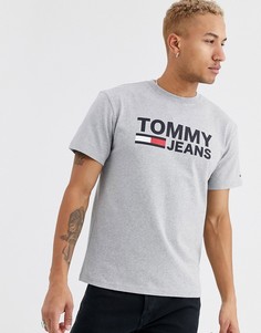 Серая меланжевая футболка с флажком на груди Tommy Jeans-Серый