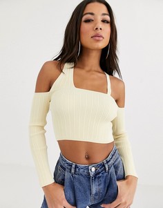 Кроп-топ с перекрестными бретелями ASOS DESIGN-Светло-бежевый