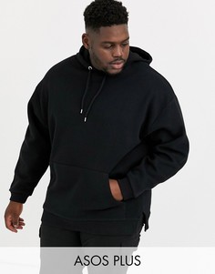Черное oversize-худи с разрезами на кромке ASOS DESIGN Plus-Черный
