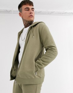 Худи хаки от комплекта со вставками в байкерском стиле ASOS DESIGN-Зеленый