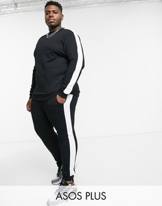 Серый спортивный костюм с узкими джоггерами ASOS DESIGN Plus-Черный