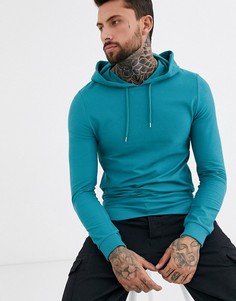 Обтягивающий худи с махровой изнанкой ASOS DESIGN-Зеленый