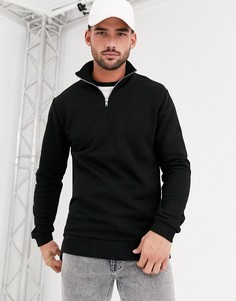 Черный свитшот с молнией ASOS DESIGN