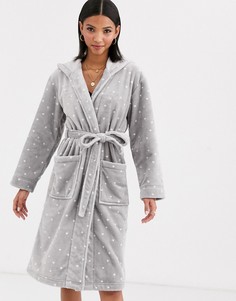 Серый флисовый халат с сердечками Lindex Evangelista