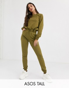 Спортивный костюм из свитшота и джоггеров с завязкой ASOS DESIGN Tall Ultimate-Зеленый