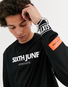 Черный лонгслив из сетки Sixth June