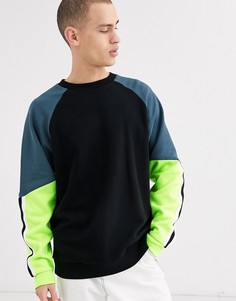 Oversize-свитшот с контрастными неоновыми вставками ASOS DESIGN-Мульти