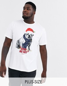 Белая новогодняя футболка с принтом Jack & Jones Originals deck me out-Белый