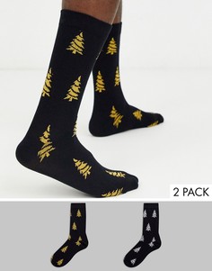 Носки до щиколотки с блестящим новогодним рисунком ASOS DESIGN - Набор из 2 пар со скидкой-Мульти