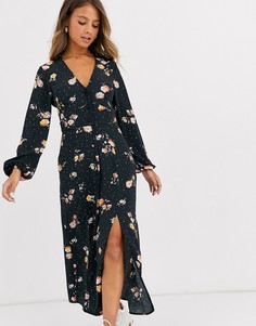 Платье макси с цветочным принтом Miss Selfridge-Черный