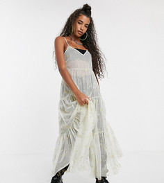 Сетчатое платье мидакси на бретельках с принтом звезд One Above Another-Золотой