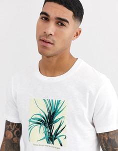 Белая футболка с принтом растения Celio-Белый