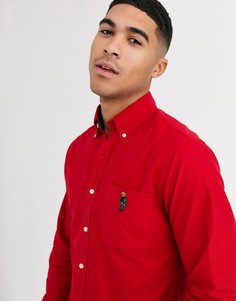 Красная теплая оксфордская рубашка с вышитым медведем Polo Ralph Lauren-Красный