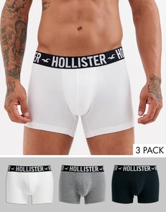 Набор из 3 боксеров-брифов белого/серого/черного цвета с логотипом Hollister-Мульти
