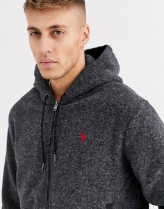 Черный флисовый худи на молнии с логотипом Polo Ralph Lauren