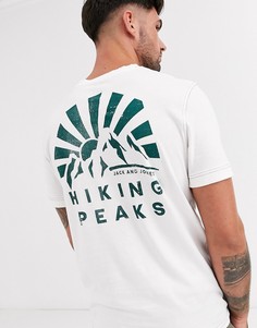 Белая футболка с принтом на спине и контрастными строчками Jack & Jones Originals-Белый