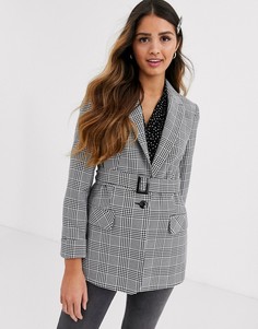 Пиджак в клетку с поясом Miss Selfridge-Черный