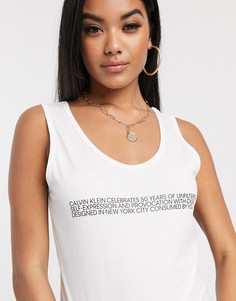 Узкая майка с логотипом Calvin Klein Jeans 50th Anniversary-Белый