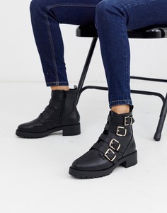 Черные ботильоны с пряжками River Island-Черный