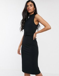 Черное платье в стиле милитари с поясом River Island-Черный