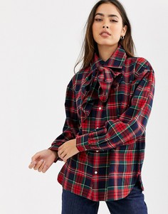 Рубашка в клетку с завязкой на бант Polo Ralph Lauren-Красный