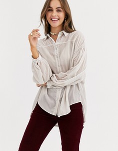 Бархатная рубашка We The Free by Free People-Белый