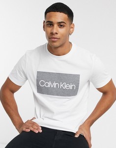 Футболка с логотипом и набивкой флок Calvin Klein-Белый