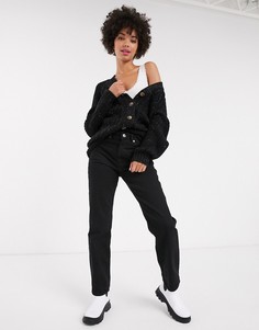 Черный кардиган с узором \в косичку\" Monki-Серый