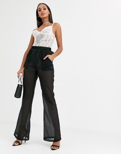 Черные широкие брюки из органзы Missguided-Черный
