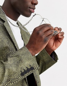 Серебристые солнцезащитные очки в массивной оправе ASOS DESIGN-Серебряный