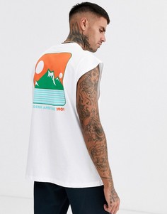 Oversize-футболка без рукавов с принтом на спине ASOS DESIGN-Белый