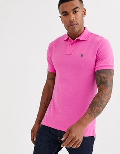 Ярко-розовое узкое поло из пике Polo Ralph Lauren-Розовый