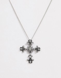 Серебристое ожерелье с готической подвеской-крестом ASOS DESIGN-Серебряный