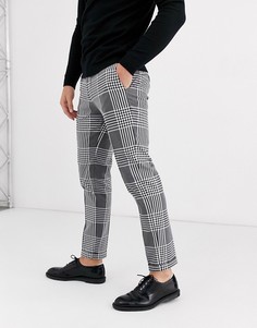 Серые укороченные брюки зауженного кроя в крупную клетку Jack & Jones Premium-Серый