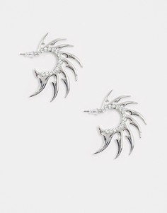Серебристые серьги-кольца с шипами ASOS DESIGN-Серебряный
