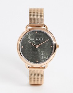 Золотистые часы с сетчатым браслетом Ted Baker-Золотой