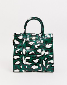Небольшая сумка на плечо с леопардовым принтом Essentiel Antwerp-Зеленый