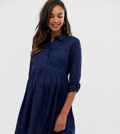 Темно-синее свободное платье-рубашка New Look Maternity-Синий