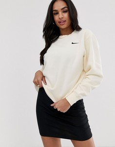 Oversize-свитшот кремового цвета с маленьким логотипом-галочкой Nike-Кремовый