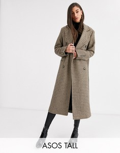 Пальто в клетку ASOS DESIGN Tall-Мульти