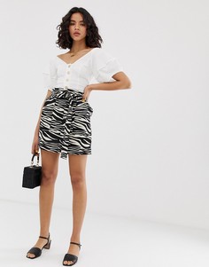 Мини-юбка с зебровым принтом River Island-Мульти