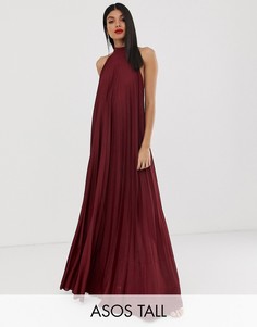 Плиссированное платье макси с открытой спиной ASOS DESIGN Tall-Мульти